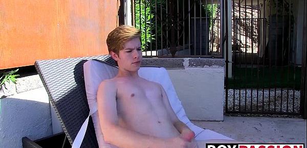  Fit and outdoor twink Nico stroke his cock and cum